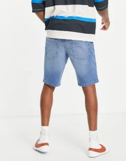 Only & Sons Slim Fit Tapered Denim Shorts With Rips In Light Blue For Men Blue Denim -Modern Clothing Shop 201892909 4