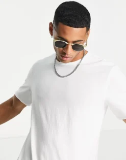 ONLY & SONS Raw Edge Longline Curve Hem T-shirt In White For Men Bright White -Modern Clothing Shop 202503813 3