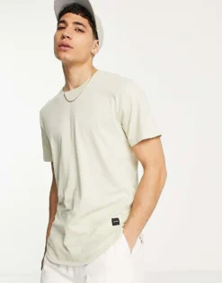 ONLY & SONS Longline Curve Hem T-shirt In Beige For Men Pelican