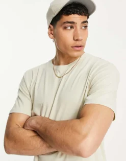 ONLY & SONS Longline Curve Hem T-shirt In Beige For Men Pelican -Modern Clothing Shop 202522704 3