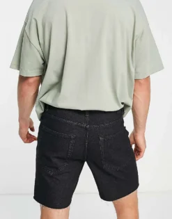 Only & Sons Cut Off Denim Short In Black Vintage Wash For Men Black Denim -Modern Clothing Shop 202624743 3