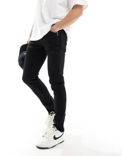 Only & Sons Slim Fit Stretch Jeans In Black For Men Black Denim -Modern Clothing Shop 202668806 4