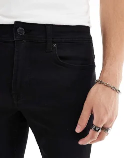 Only & Sons Slim Fit Stretch Jeans In Black For Men Black Denim -Modern Clothing Shop 202668806 5