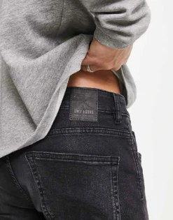 ONLY & SONS Slim Fit Stretch Jeans In Black Wash For Men Black Denim -Modern Clothing Shop 202681223 3