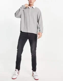 ONLY & SONS Slim Fit Stretch Jeans In Black Wash For Men Black Denim -Modern Clothing Shop 202681223 4