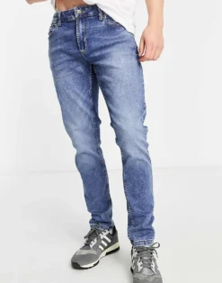 ONLY & SONS Jog Jeans In Slim Fit Mid Blue For Men Blue Denim