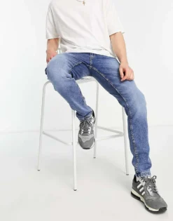 ONLY & SONS Jog Jeans In Slim Fit Mid Blue For Men Blue Denim -Modern Clothing Shop 202682446 3