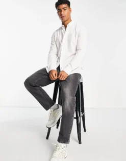 ONLY & SONS Slim Fit Stretch Poplin Shirt In White For Men -Modern Clothing Shop 202967275 4