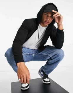 Only & Sons Zip Through Hoodie In Black For Men -Modern Clothing Shop 202971129 4