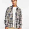 ONLY & SONS Flannel Overshirt In Grey Check For Men Grey Pinstripe