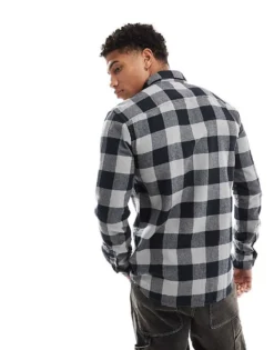 ONLY & SONS Buffalo Check Shirt In Grey And Black For Men Griffin -Modern Clothing Shop 203499364 4