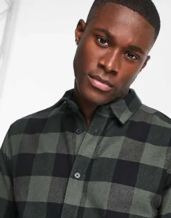 ONLY & SONS Buffalo Check Shirt In Khaki And Black For Men -Modern Clothing Shop 203503610 4