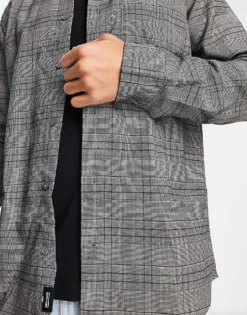 ONLY & SONS Smart Check Overshirt In Dark Grey For Men Dark Grey Melange -Modern Clothing Shop 203503618 4