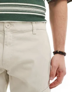 Only & Sons Tapered Fit Cargo Trousers With Cuffed Bottom In Sand For Men Silver Lining -Modern Clothing Shop 203574040 5