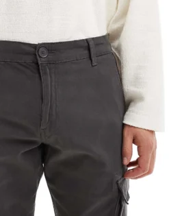 ONLY & SONS Tapered Fit Cargo With Cuffed Bottom In Grey For Men -Modern Clothing Shop 203576968 4