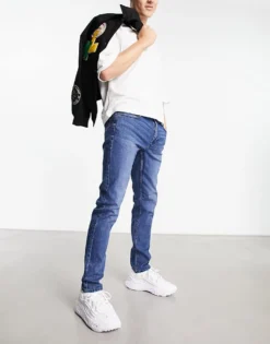 ONLY & SONS Loom Slim Fit Jeans In Mid Blue For Men Medium Blue Denim -Modern Clothing Shop 203793390 4