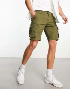 ONLY & SONS Cargo Short In Khaki For Men Olive Night -Modern Clothing Shop 203793758 3