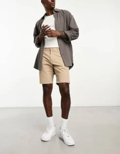 ONLY & SONS Slim Fit Chino Short In Beige For Men Chinchilla -Modern Clothing Shop 203793950 3