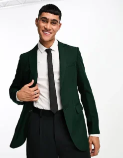 Only & Sons Slim Fit Suit Jacket In Dark Green For Men Scarab -Modern Clothing Shop 203973384 1 scarab 1