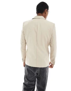 ONLY & SONS Slim Fit Suit Jacket In Beige For Men Beige 24 -Modern Clothing Shop 203973566 3