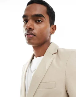 ONLY & SONS Slim Fit Suit Jacket In Beige For Men Beige 24 -Modern Clothing Shop 203973566 5