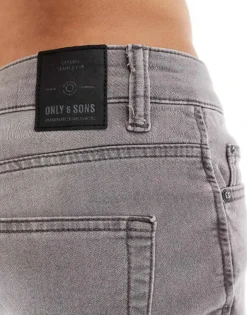 ONLY & SONS Jog Denim Shorts In Grey Wash For Men Grey Denim -Modern Clothing Shop 203998286 3