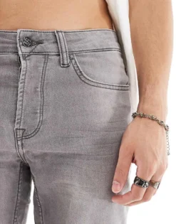 ONLY & SONS Jog Denim Shorts In Grey Wash For Men Grey Denim -Modern Clothing Shop 203998286 5