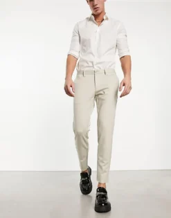 ONLY & SONS Slim Fit Tapered Trousers In Beige For Men Moonstruck -Modern Clothing Shop 203998498 3