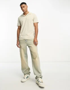 ONLY & SONS Revere Polo In Beige For Men Silver Lining -Modern Clothing Shop 204401867 3