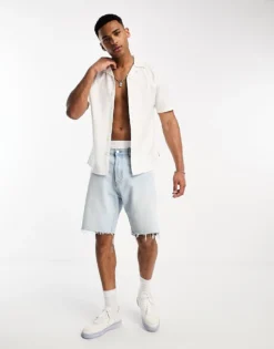 ONLY & SONS Linen Mix Revere Collar Shirt In White For Men -Modern Clothing Shop 204402030 3