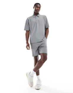 ONLY & SONS Oversized Pleated Polo Co-ord In Grey -Modern Clothing Shop 204402066 1 limestone 1