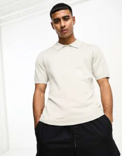 ONLY & SONS Knitted Polo In Beige For Men Pumice Stone -Modern Clothing Shop 204402130 1 pumicestone 1