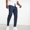 ONLY & SONS Linen Mix Cropped Trouser In Navy For Men Dark Navy