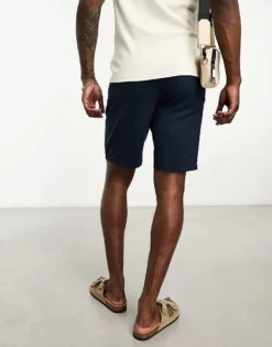 ONLY & SONS Linen Mix Elasticated Waist Shorts In Navy For Men Dark Navy -Modern Clothing Shop 204402407 3