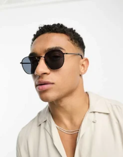 ONLY & SONS Round Sunglasses In Black For Men -Modern Clothing Shop 204402458 1 black 1