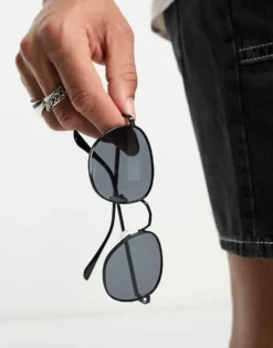 ONLY & SONS Round Sunglasses In Black For Men -Modern Clothing Shop 204402458 4