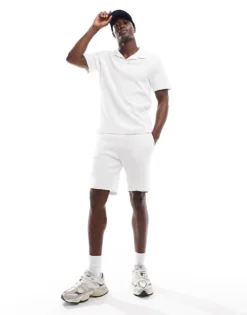 Only & Sons Ribbed Polo & Short Co-ord In White -Modern Clothing Shop 204446886 1 brightwhite 1