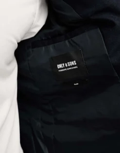 ONLY & SONS Slim Fit Linen Mix Suit Jacket In Navy For Men Dark Navy -Modern Clothing Shop 204631280 5