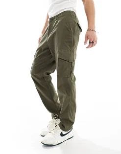 ONLY & SONS Slim Fit Cargo Trouser In Khaki For Men Olive Night -Modern Clothing Shop 204632746 4