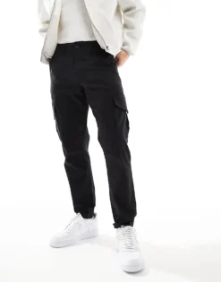 ONLY & SONS Slim Fit Cargo Trousers In Black For Men