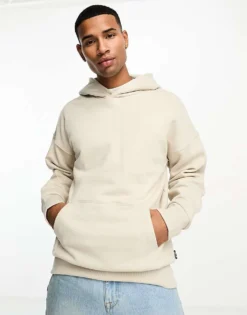 ONLY & SONS Heavyweight Jersey Hoodie In Beige For Men Silver Lining -Modern Clothing Shop 204799981 3