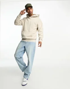 ONLY & SONS Heavyweight Jersey Hoodie In Beige For Men Silver Lining -Modern Clothing Shop 204799981 4