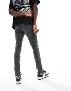 ONLY & SONS Warp Skinny Fit Jeans In Grey Wash For Men Medium Grey -Modern Clothing Shop 204800109 3