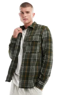 ONLY & SONS Flannel Check Overshirt In Khaki For Men Rosin -Modern Clothing Shop 204957567 1 rosin 1