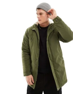 ONLY & SONS Parka With Borg Lined Hood In Khaki For Men Olive Night