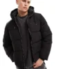 ONLY & SONS Heavyweight Hooded Puffer Jacket In Black For Men