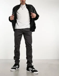 ONLY & SONS Slim Fit Chino In Grey For Men Grey Pinstripe -Modern Clothing Shop 204957791 4