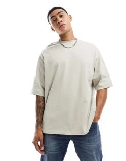 ONLY & SONS Super Oversize T-shirt In Beige For Men Silver Lining