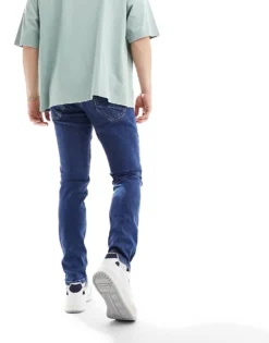 ONLY & SONS Warp Skinny Fit Jeans In Mid Wash For Men Mid Blue Denim -Modern Clothing Shop 205161869 3