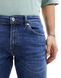 ONLY & SONS Warp Skinny Fit Jeans In Mid Wash For Men Mid Blue Denim -Modern Clothing Shop 205161869 4